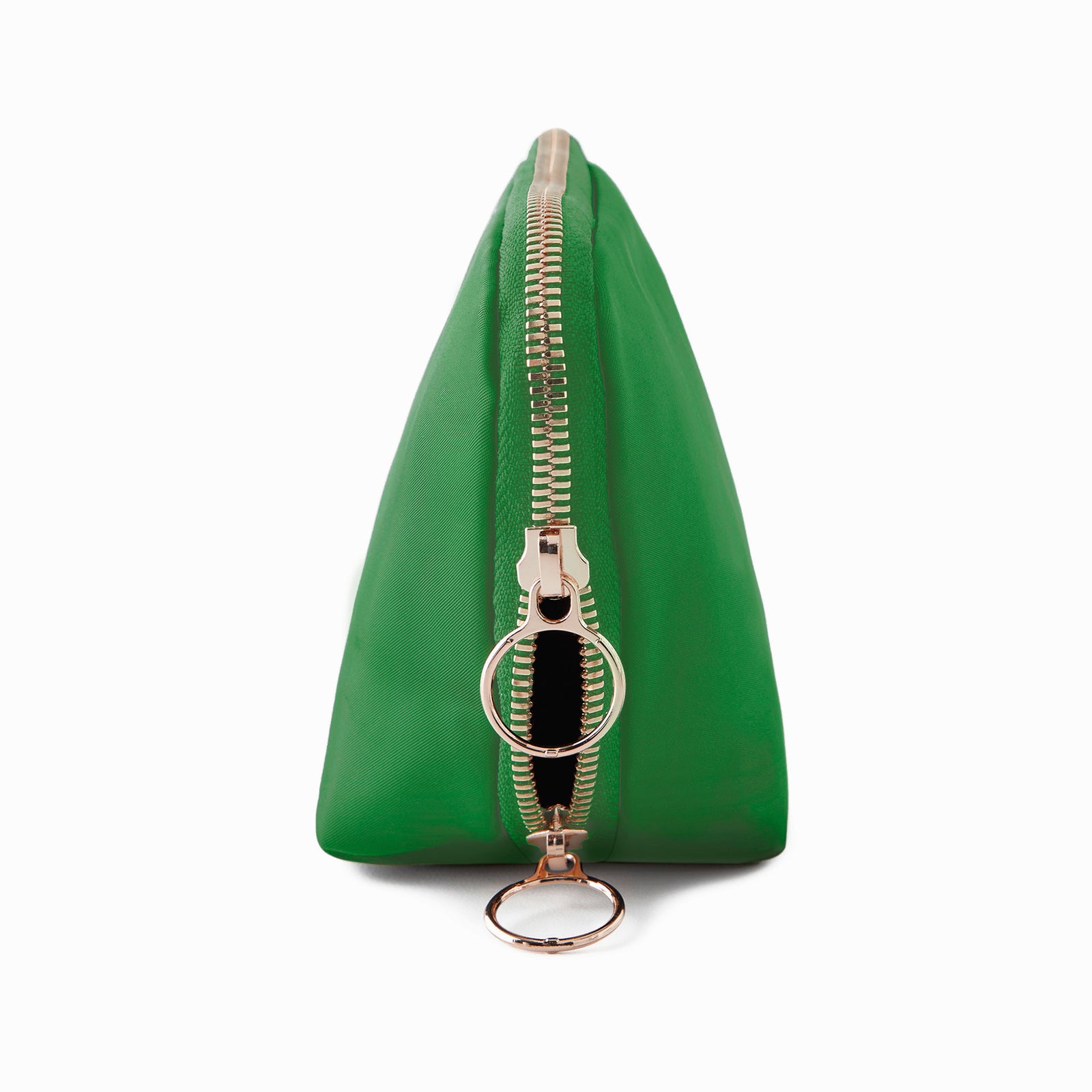 color: Kelly Green Fabric with Light Navy Interior; alt: Everyday Small Size Makeup Bag | KUSSHI