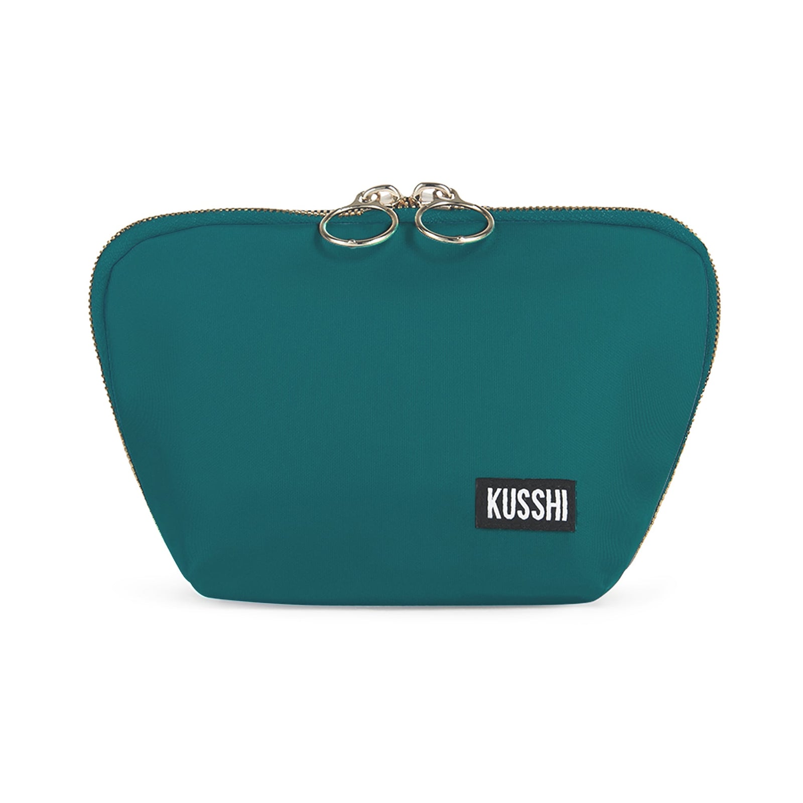color: Jade Fabric with Blush Interior; alt: Everyday Small Size Makeup Bag | KUSSHI
