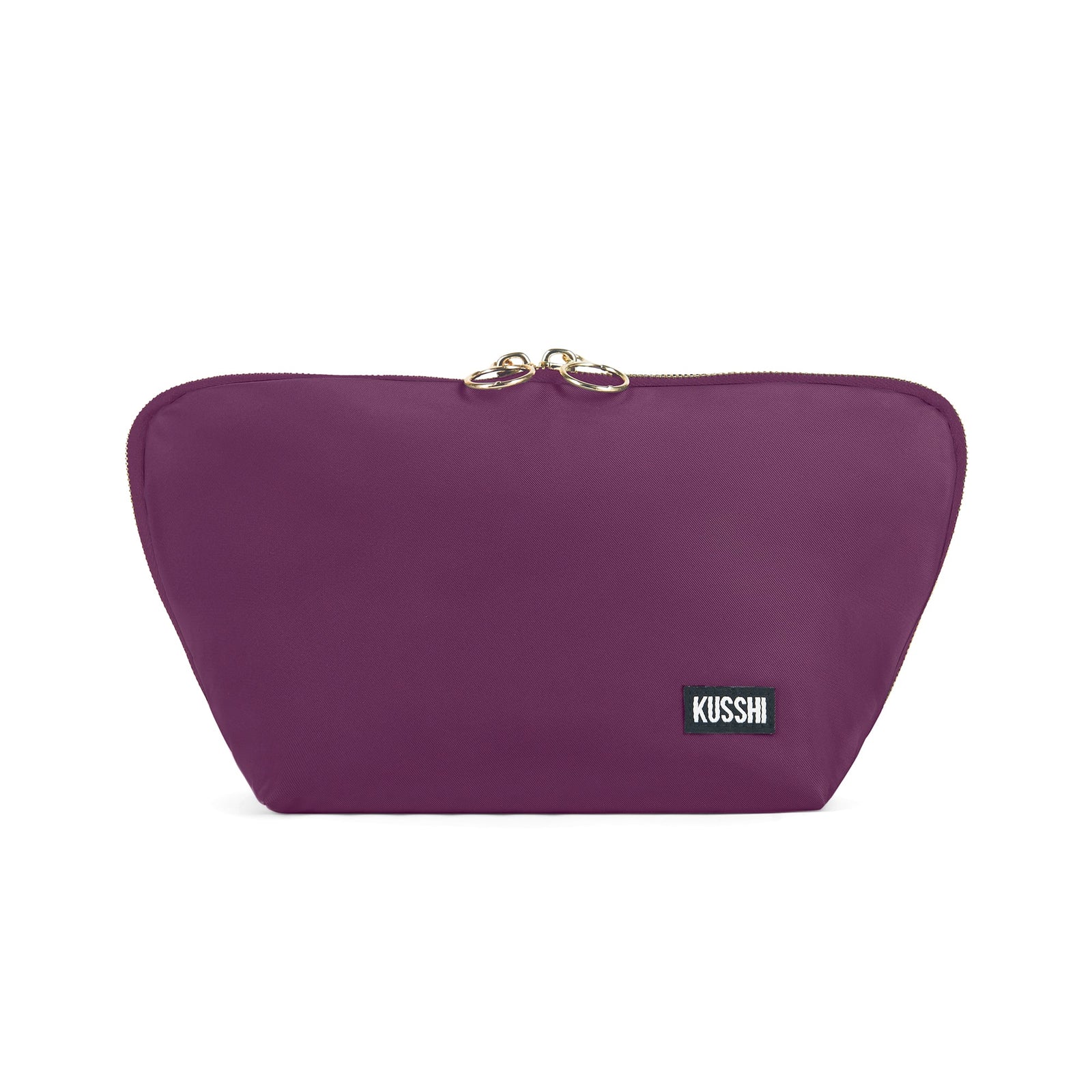 color: Garnet Fabric with Lilac Interior; alt: Signature Medium Size Makeup Bag | KUSSHI