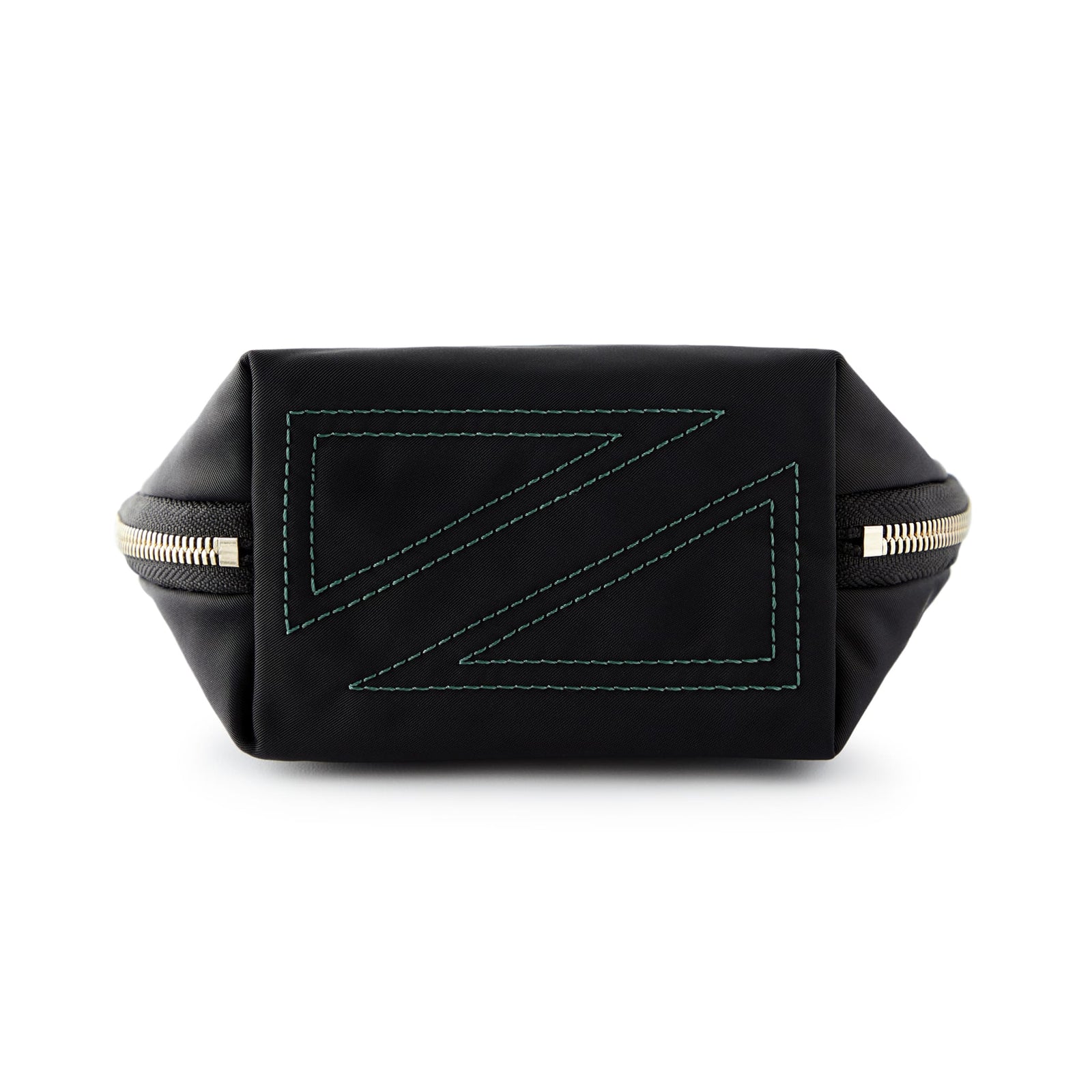 color: Satin Black Fabric with Emerald Green Interior; alt: Everyday Small Size Makeup Bag | KUSSHI