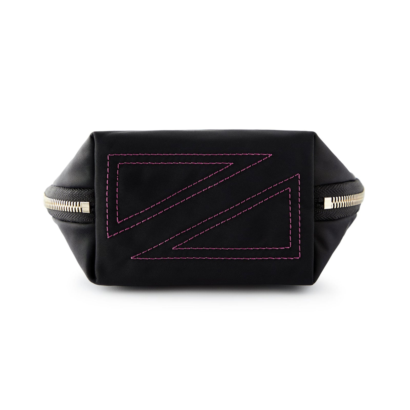 color: Satin Black Fabric with Pink Interior; alt: Everyday Small Size Makeup Bag | KUSSHI