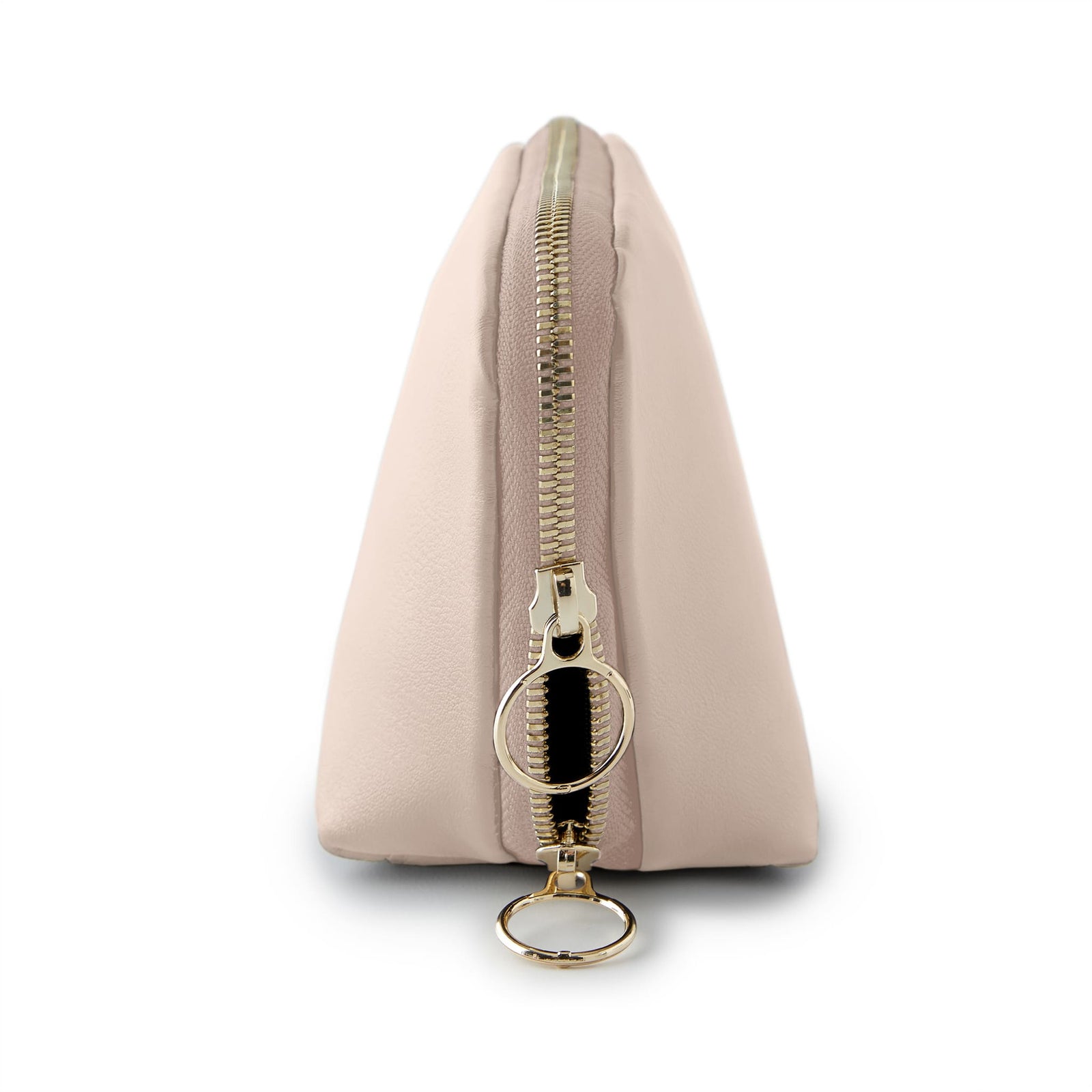 color: Blush Pink Leather with Cool Grey Interior; alt: Everyday Small Size Makeup Bag | KUSSHI