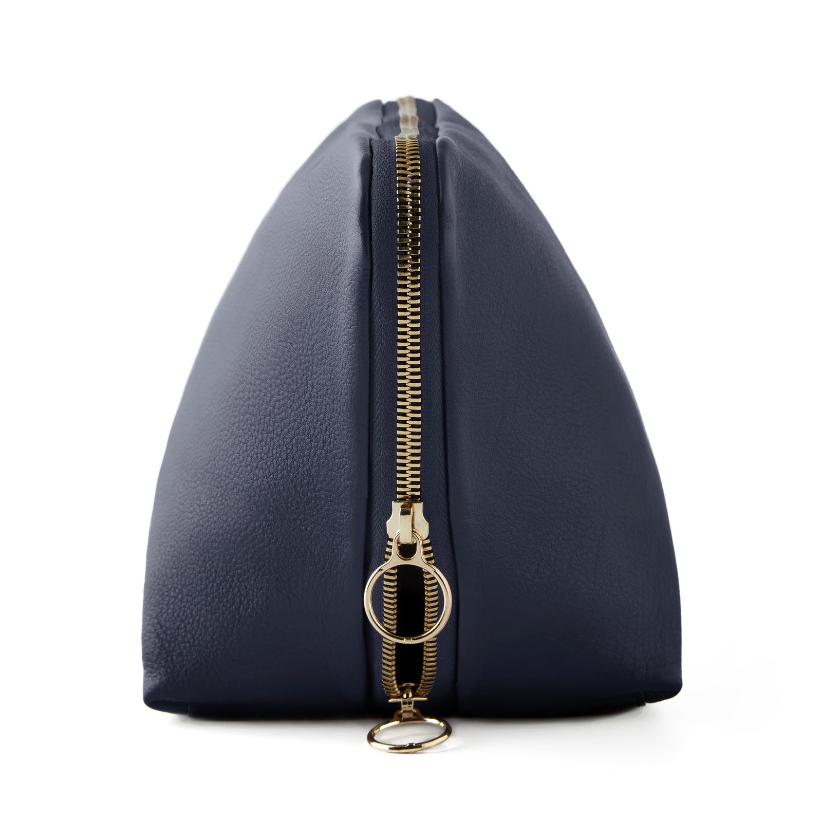 color: Navy Leather with Pink Interior; alt: Vacationer Large Size Makeup Bag | KUSSHI