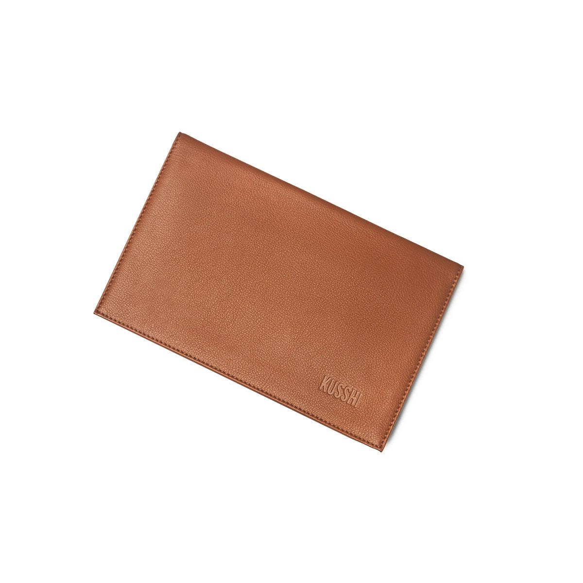 color: Camel Leather; alt: Camel Leather Clutch Cover | KUSSHI