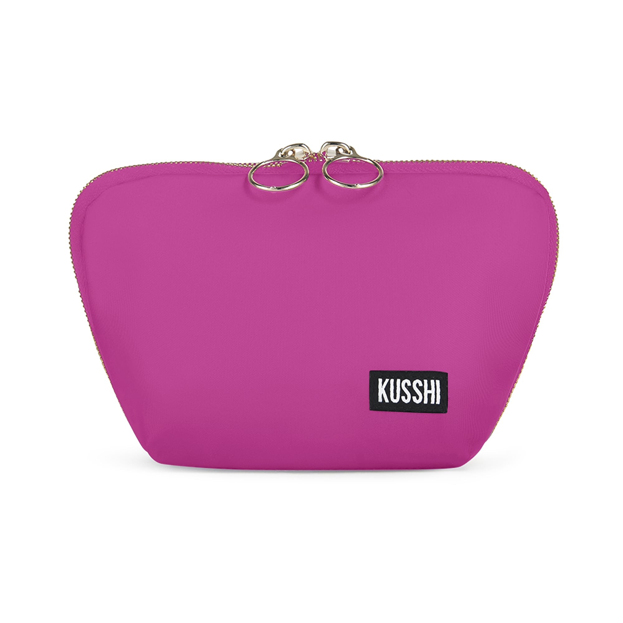 color: Bubble Gum Pink Fabric with Orange Interior; alt: Everyday Small Size Makeup Bag | KUSSHI