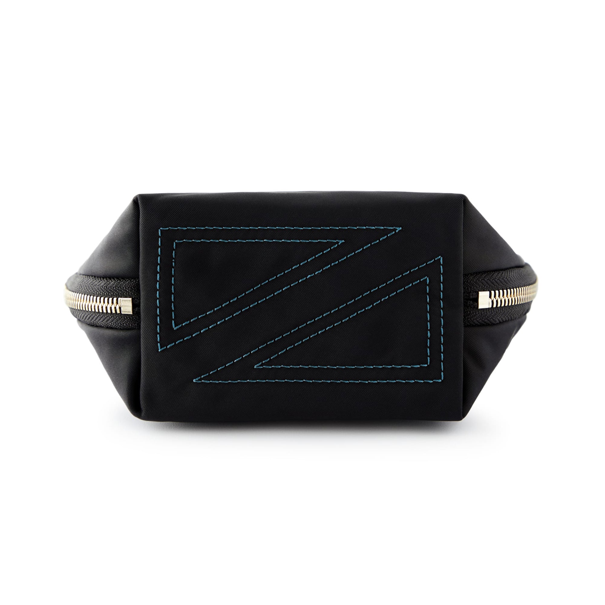 color: Everyday+Satin Black Fabric with Teal Interior; alt: Everyday Small Makeup Bag | KUSSHI