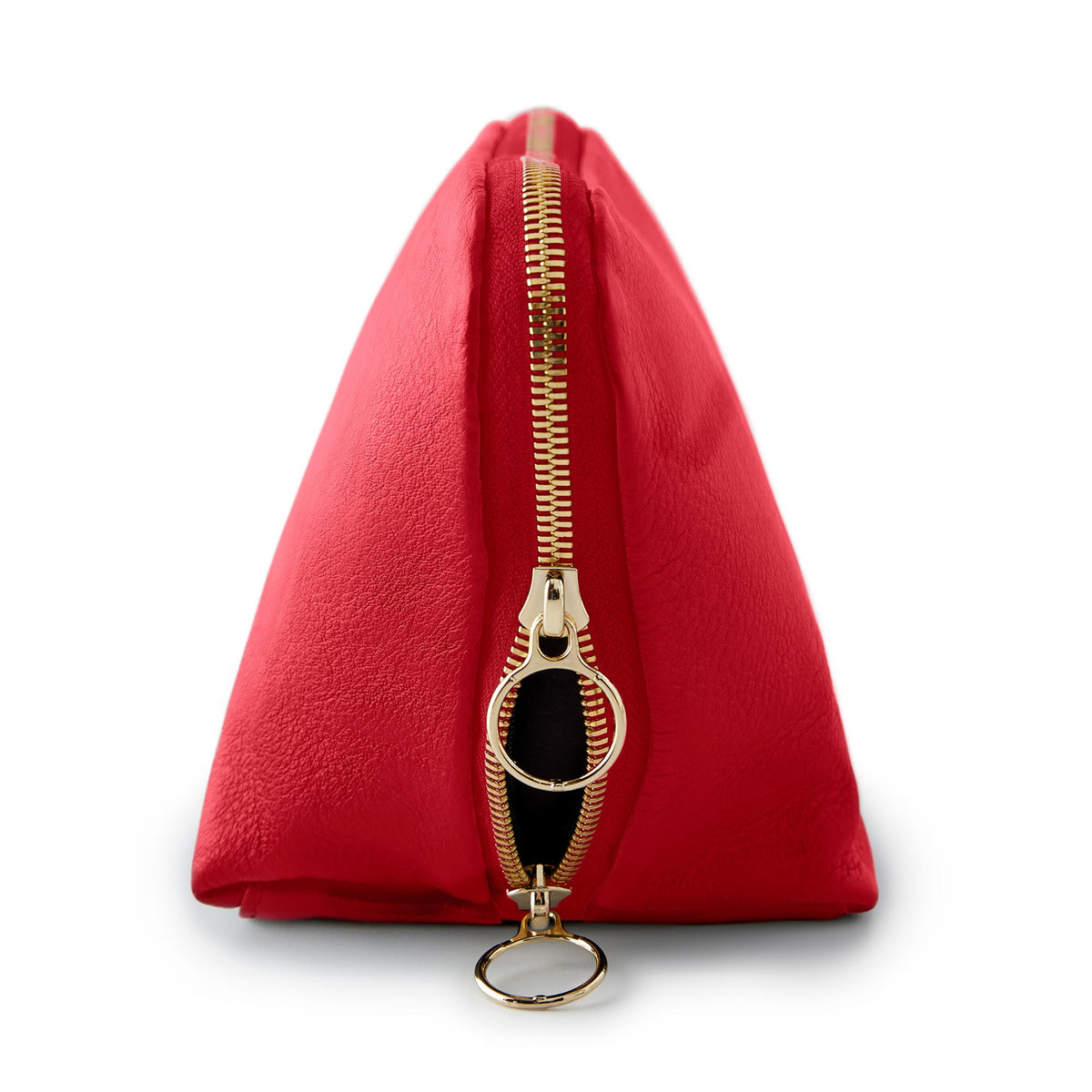 color: Red Leather with Leopard Interior; alt: Signature Medium Size Makeup Bag | KUSSHI