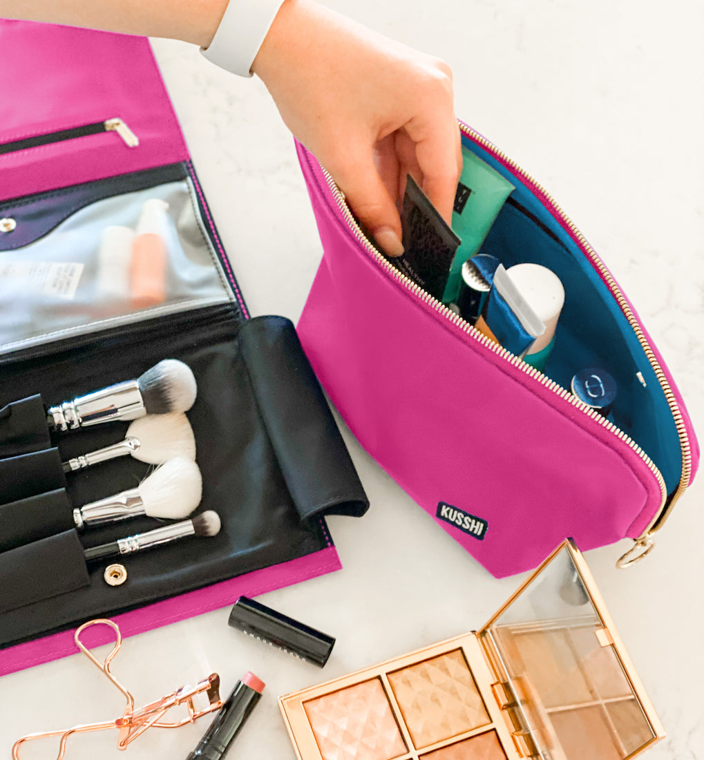 small makeup bag with compartments