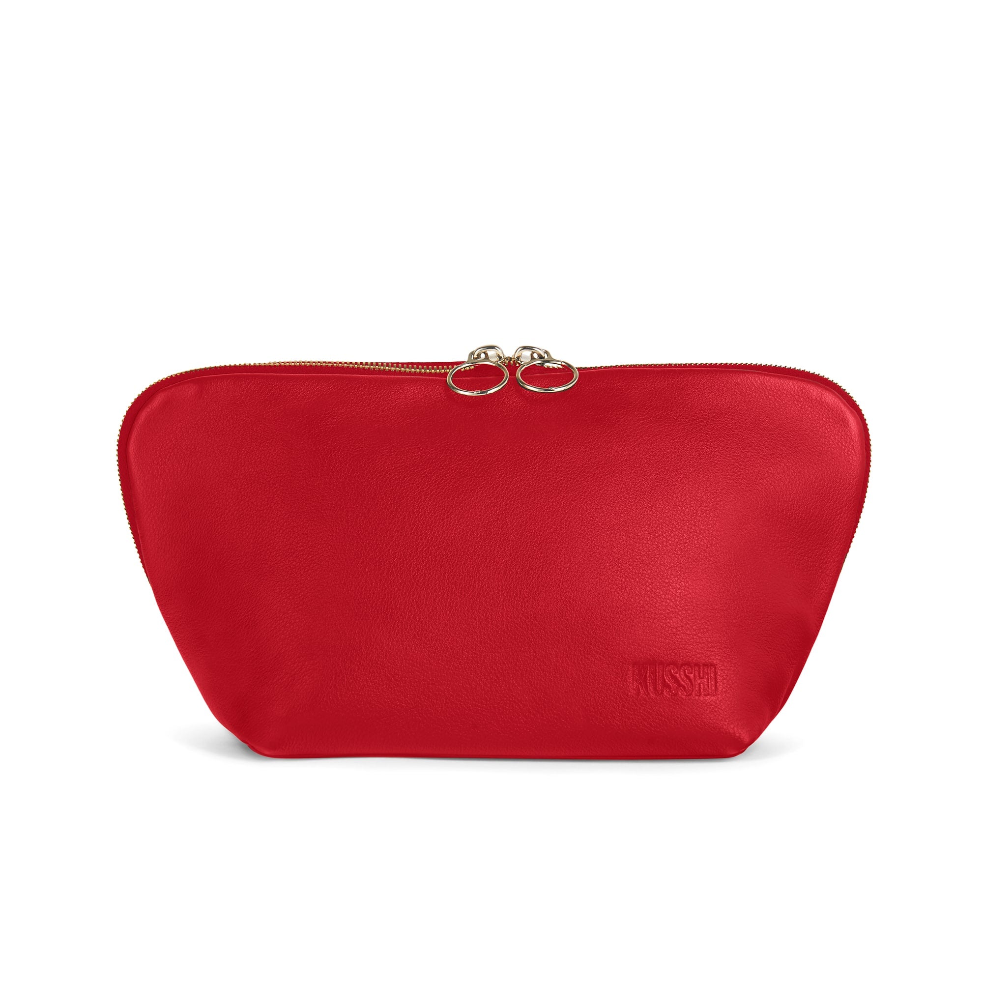 color: Red Leather with Leopard Interior; alt: The Complete KUSSHI Set Makeup Bag | KUSSHI