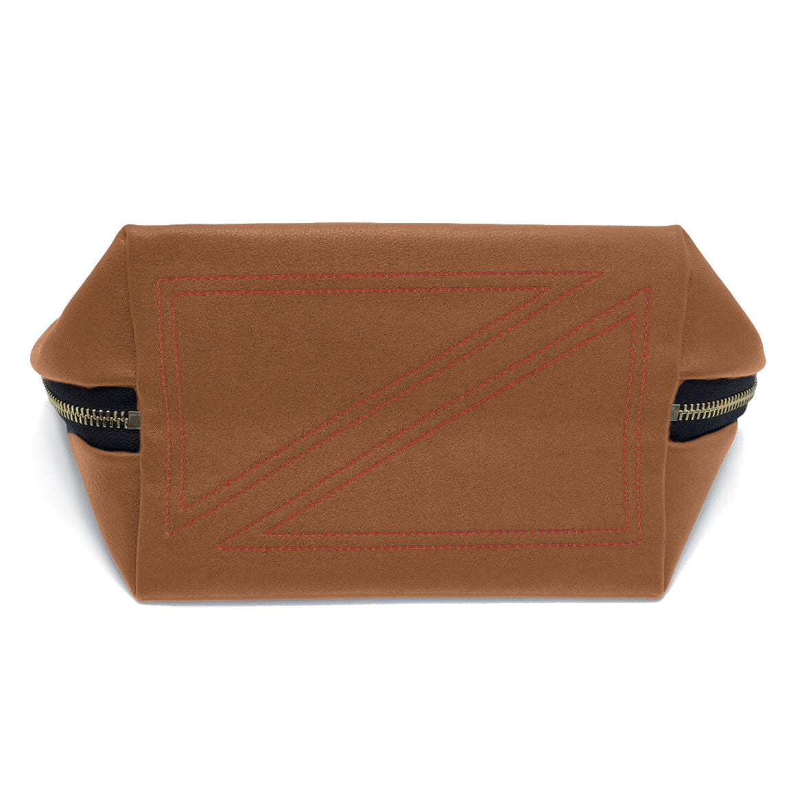 color: Luxurious Camel Leather with Red Interior; alt: Vacationer Large Size Makeup Bag | KUSSHI