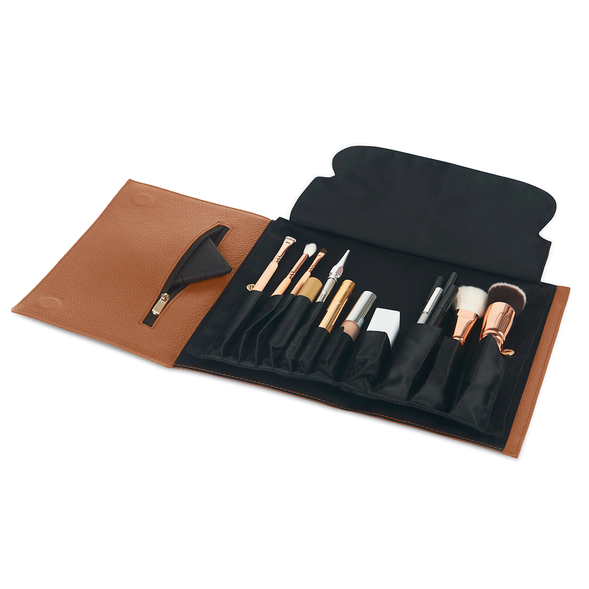color: Camel Leather+Brush Organizer