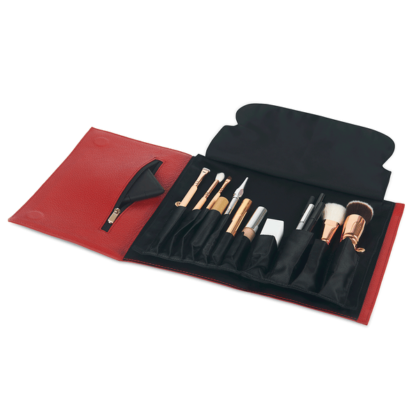 color: Red Leather+Brush Organizer
