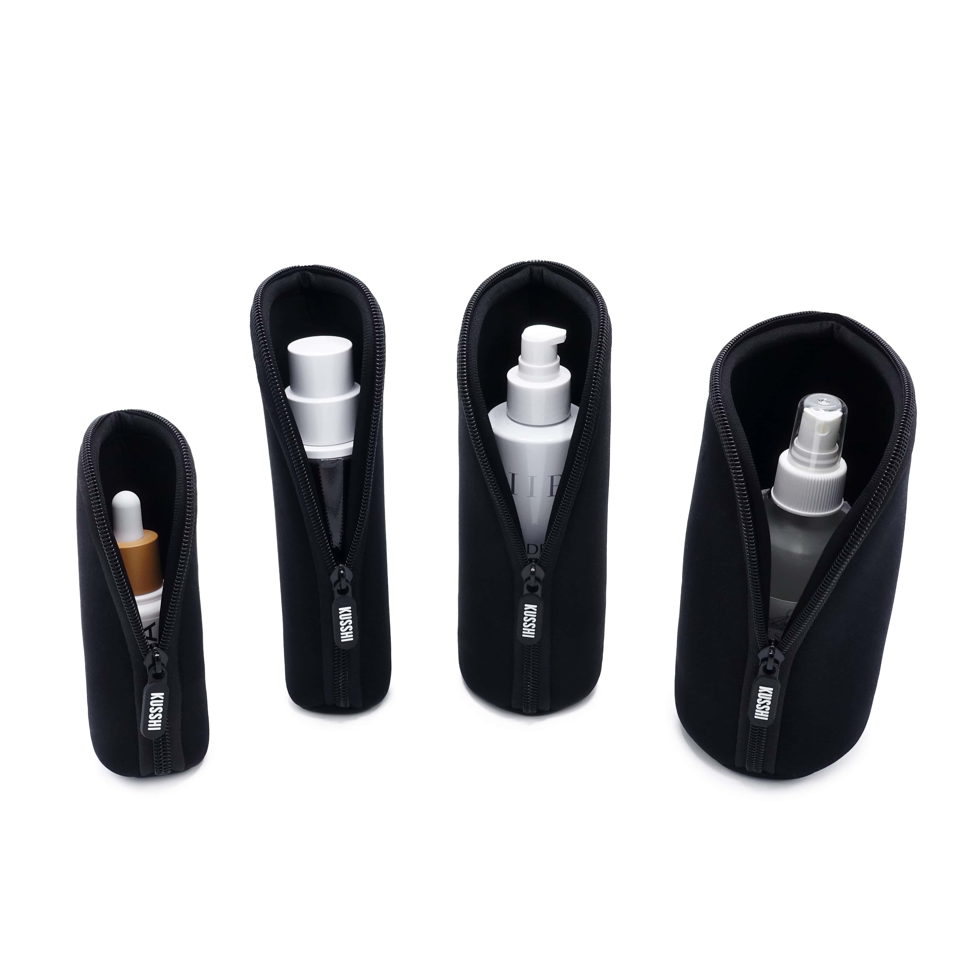 Kusshi Set of 4 Travel Bottle Protectors Black