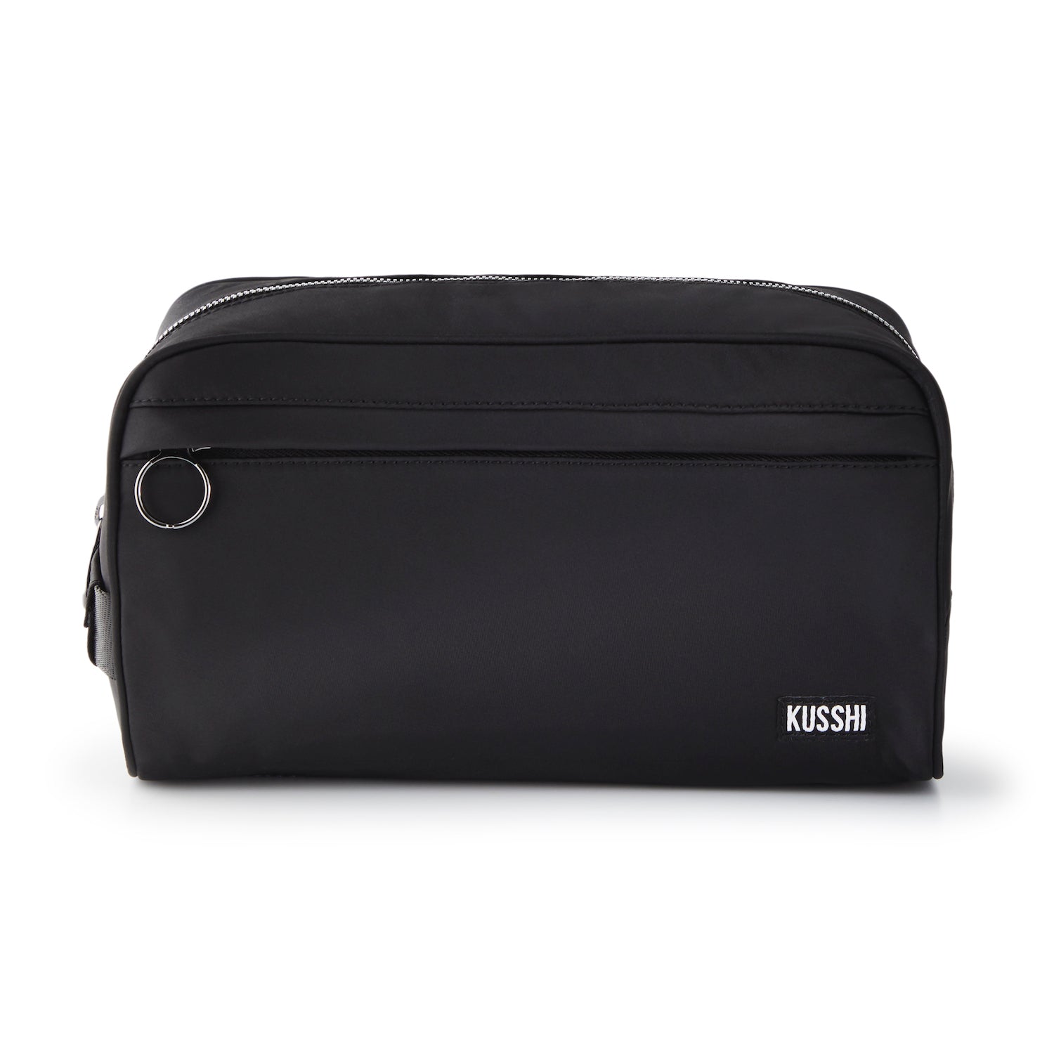 Luxury black leather toiletry bag