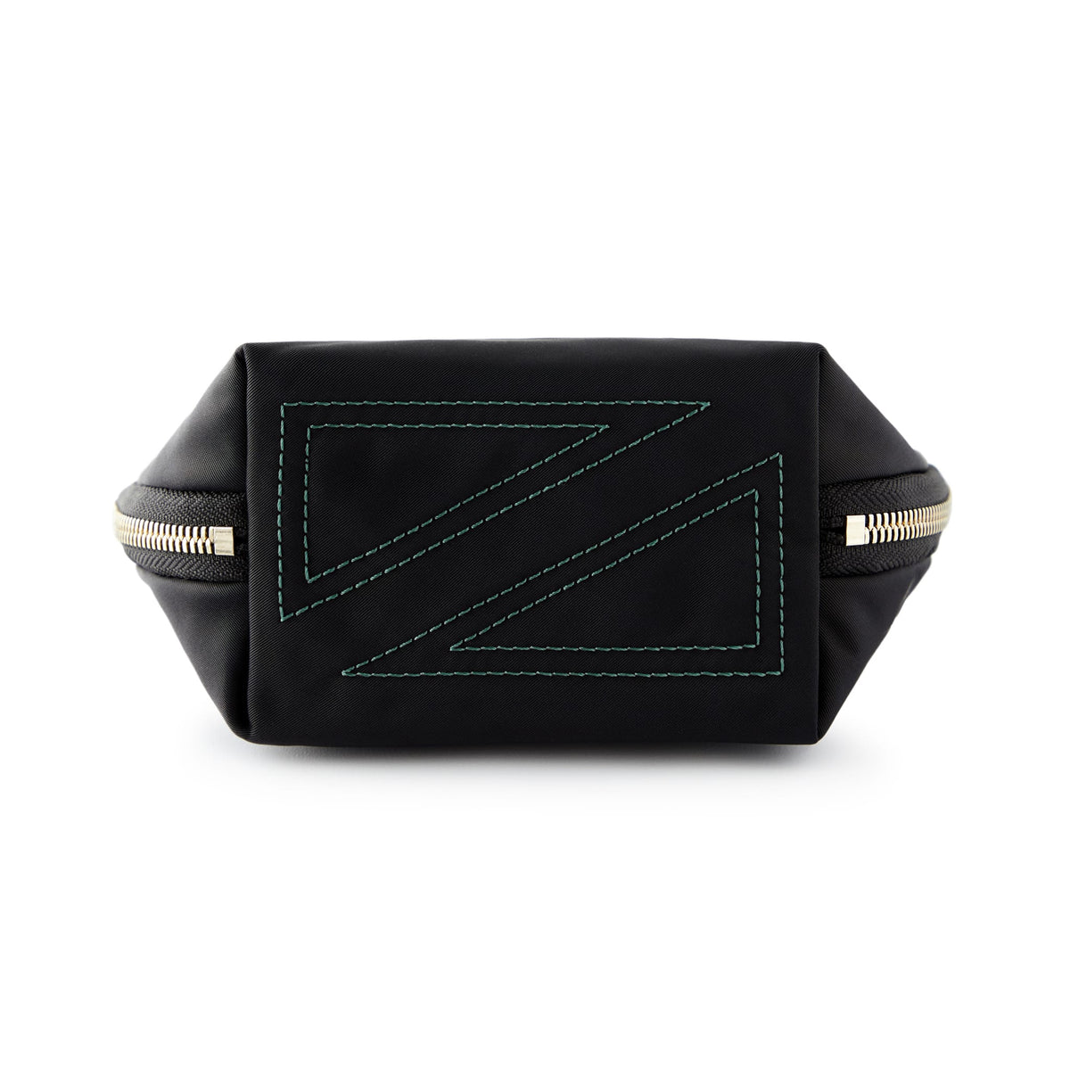 color: Satin Black Fabric with Emerald Green Interior; alt: Everyday Small Size Makeup Bag | KUSSHI