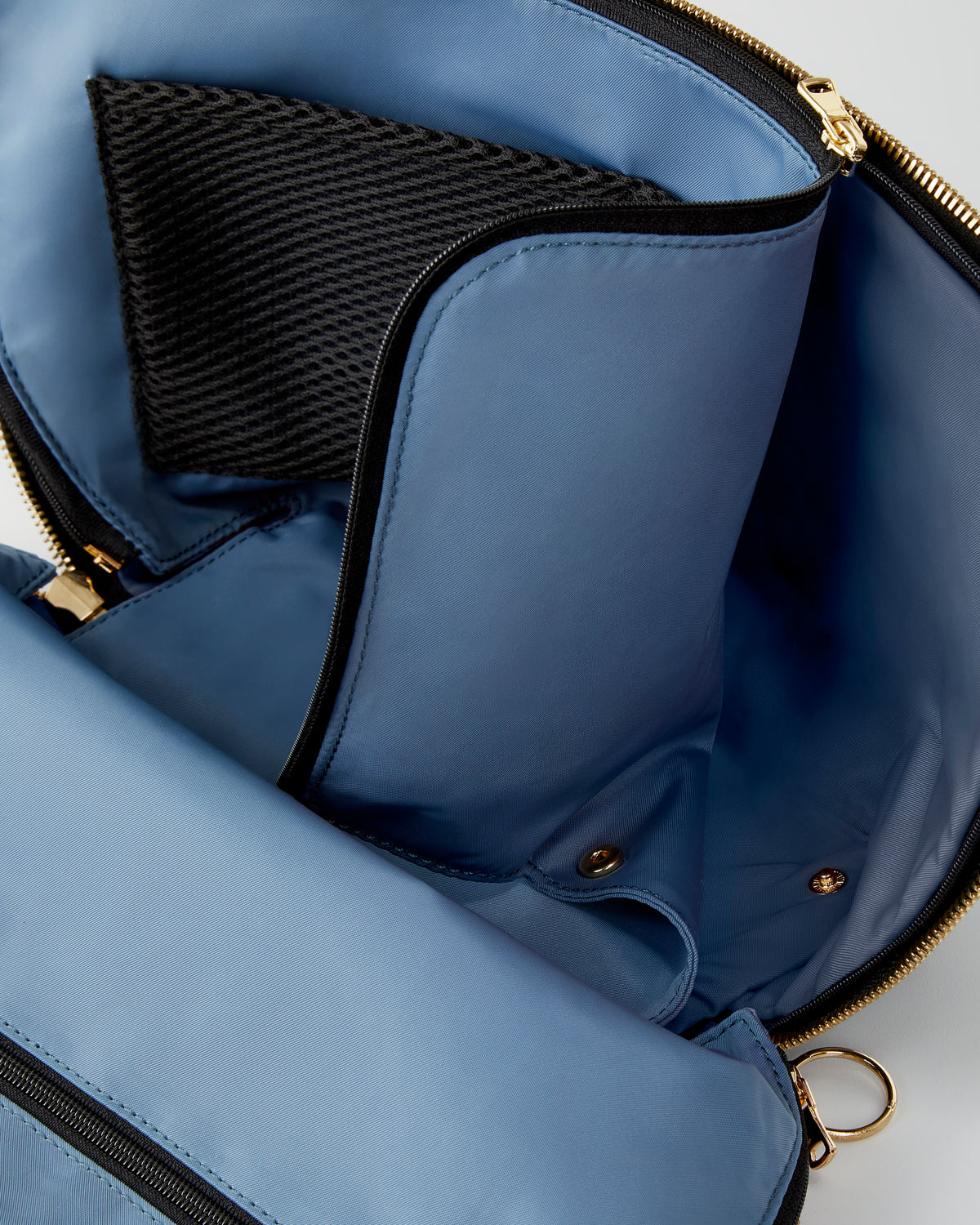 color: Luxurious Black Leather with Cool Grey Interior; alt: Signature Medium Size Makeup Bag | KUSSHI