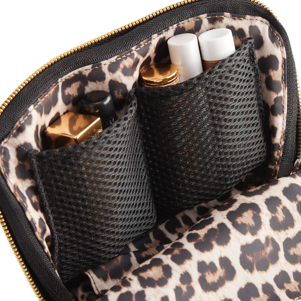 color: Leopard Interior; alt: Everyday Small Size Makeup Bag | KUSSHI