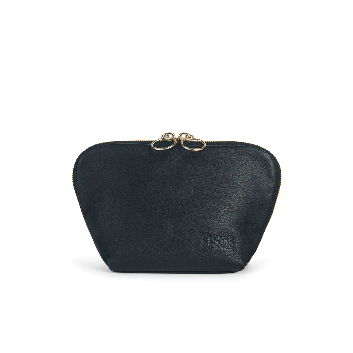 color: Everyday+Luxurious Black Leather with Emerald Green Interior; alt: Everyday Small Makeup Bag | KUSSHI