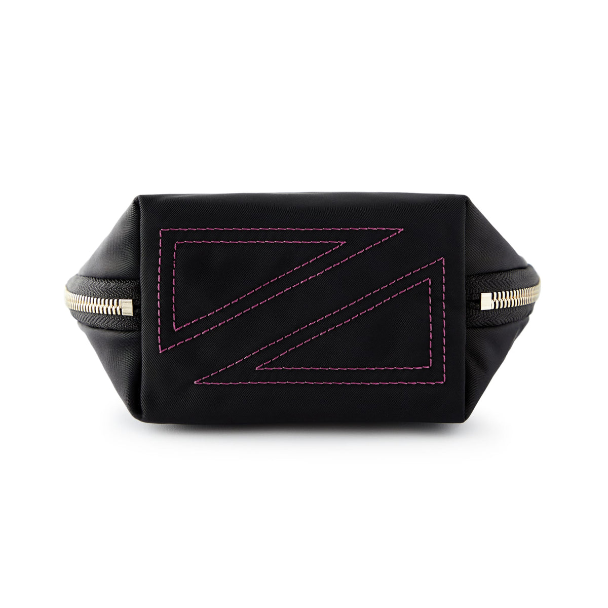 color: Satin Black Fabric with Pink Interior; alt: Everyday Small Size Makeup Bag | KUSSHI