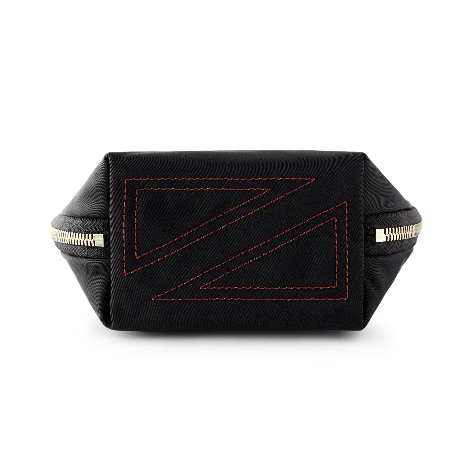 color: Satin Black Fabric with Red Interior; alt: Everyday Small Size Makeup Bag | KUSSHI