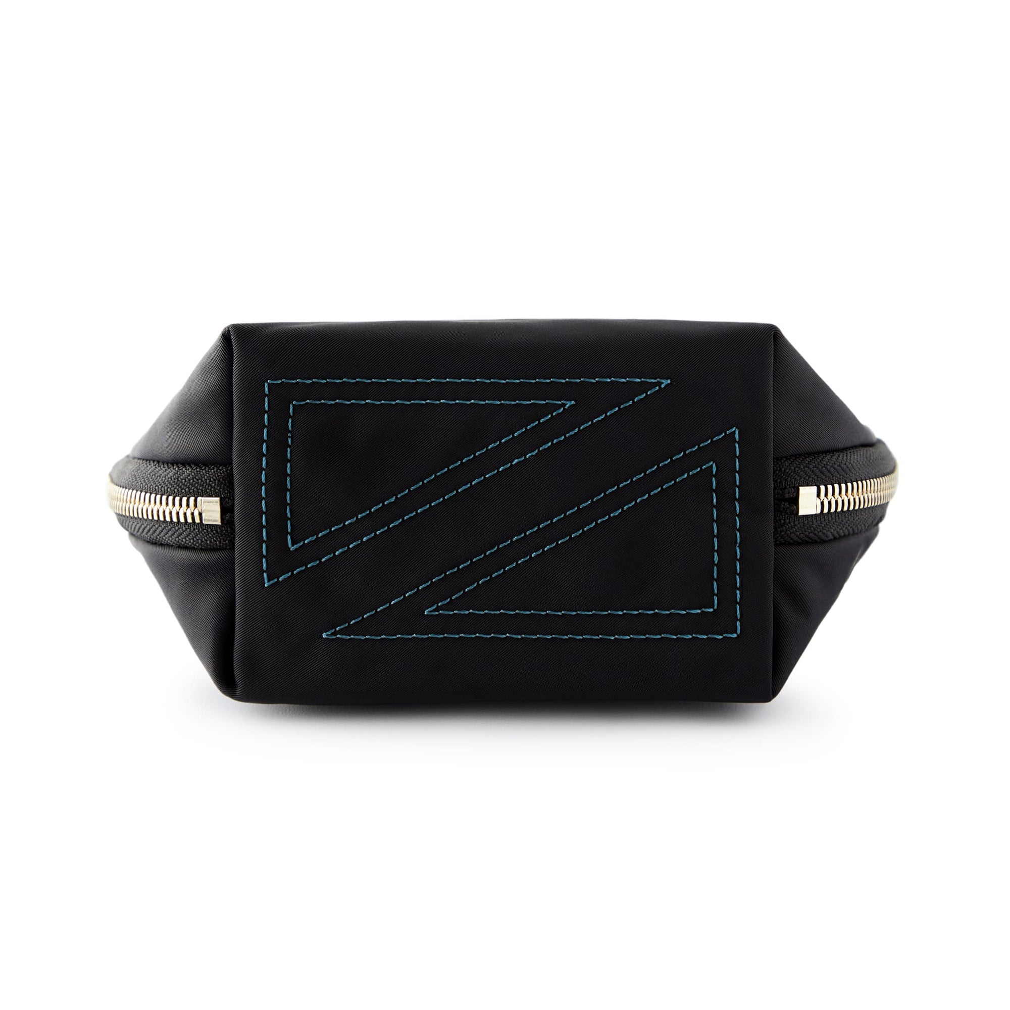 color: Satin Black Fabric with Teal Interior; alt: Everyday Small Size Makeup Bag | KUSSHI