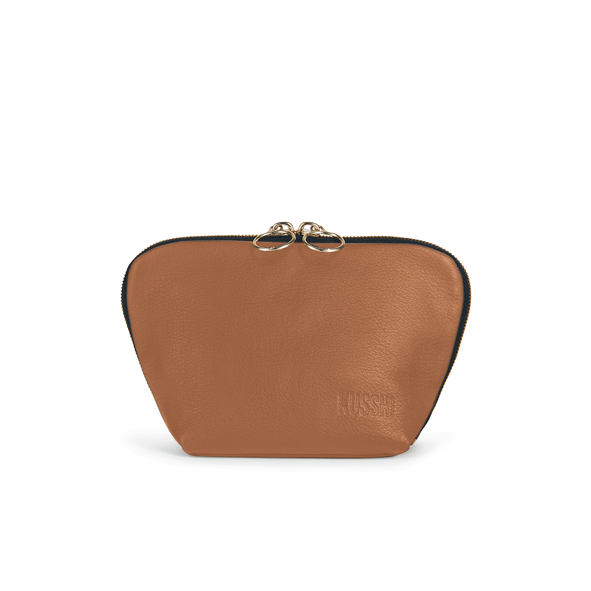 color: Luxurious Camel Leather with Red Interior; alt: Everyday Small Size Makeup Bag | KUSSHI