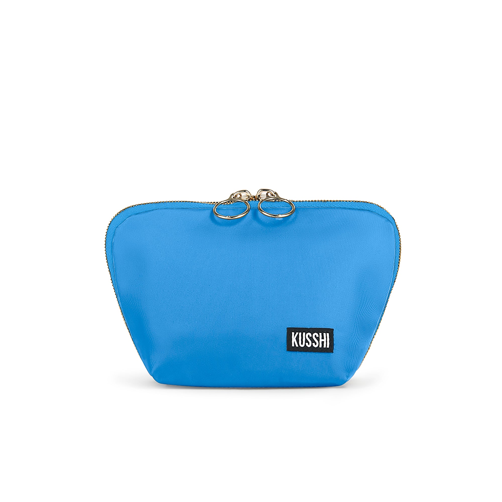 color: Everyday + Electric Blue with Neon Pink Interior; alt: Everyday Small Makeup Bag | KUSSHI