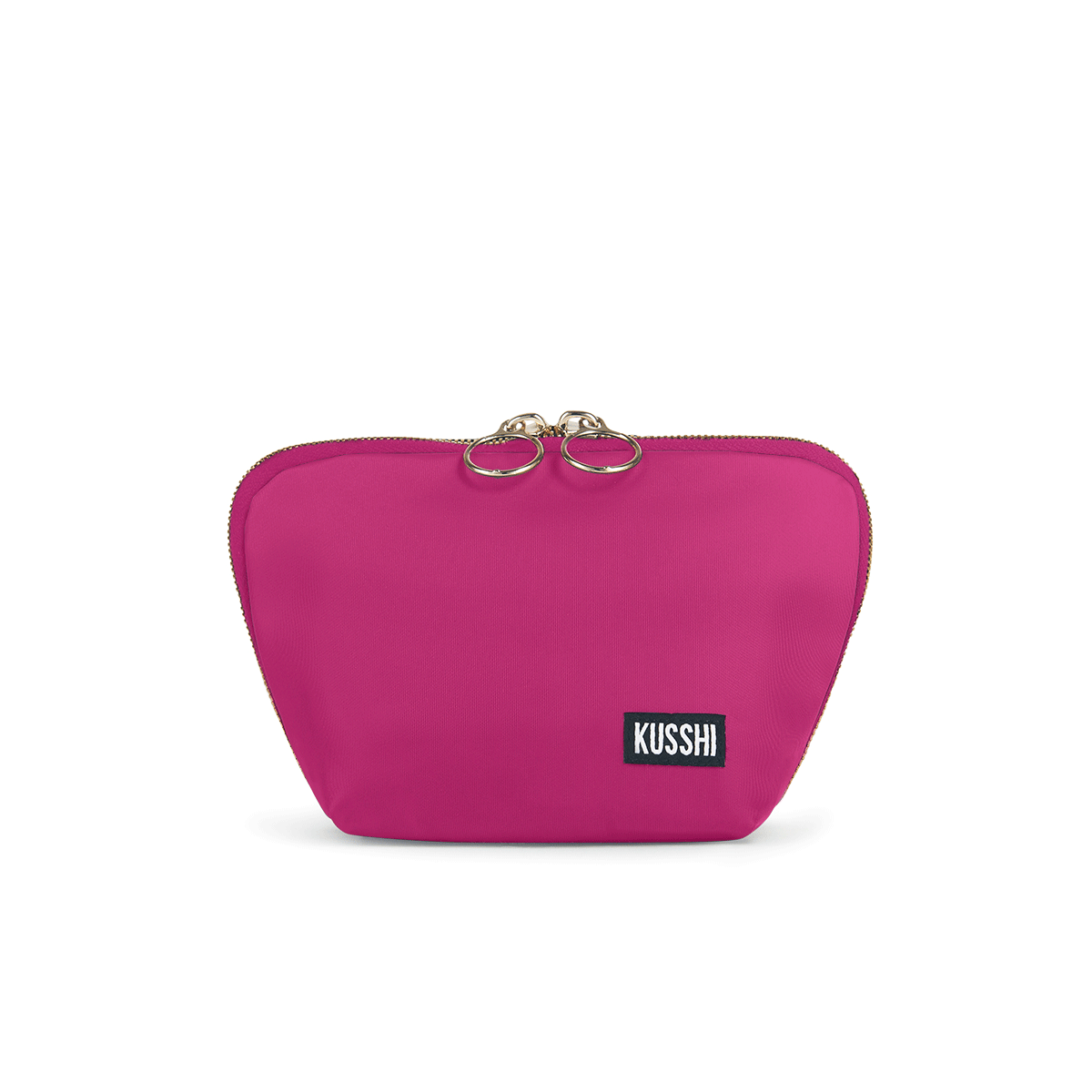color: Pink Fabric with Teal Interior; alt: Everyday Small Size Makeup Bag | KUSSHI