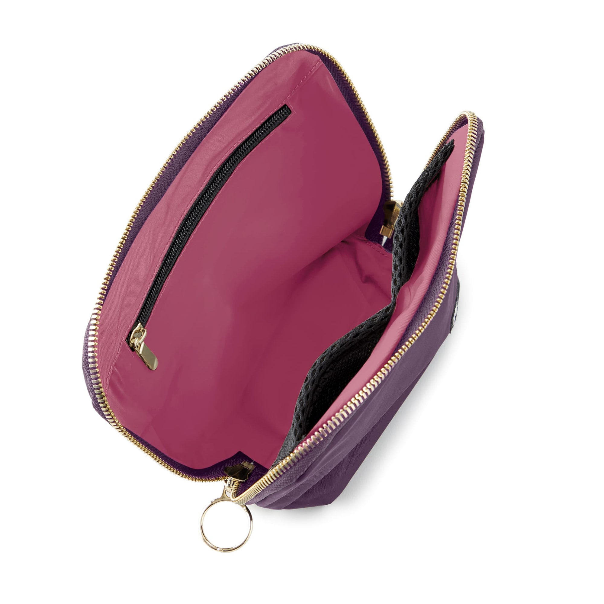 color: Plum Fabric with Dusty Rose Interior; alt: Everyday Small Size Makeup Bag | KUSSHI