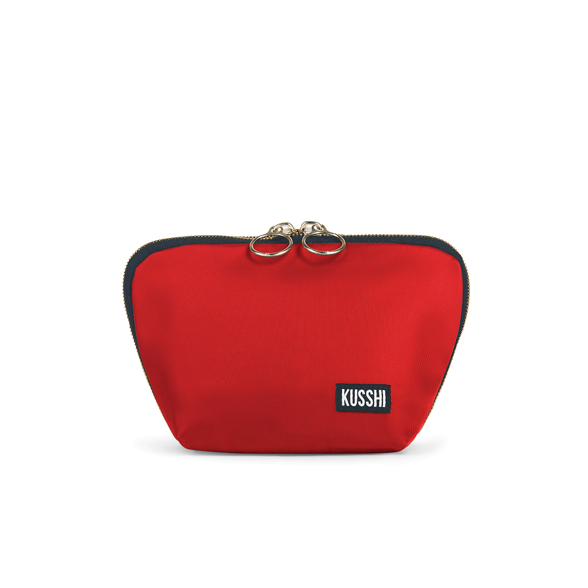 color: Everyday+Candy Apple Red Fabric with Leopard Interior+None; alt: Everyday Small Makeup Bag | KUSSHI