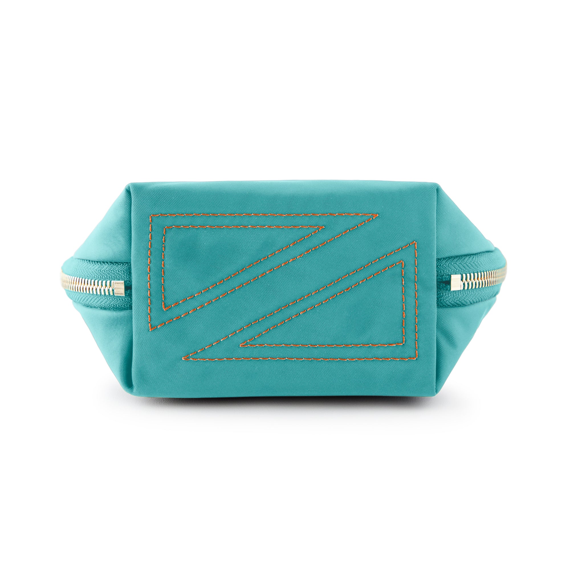 color: Sea Green Fabric with Bright Orange Interior; alt: Everyday Small Size Makeup Bag | KUSSHI