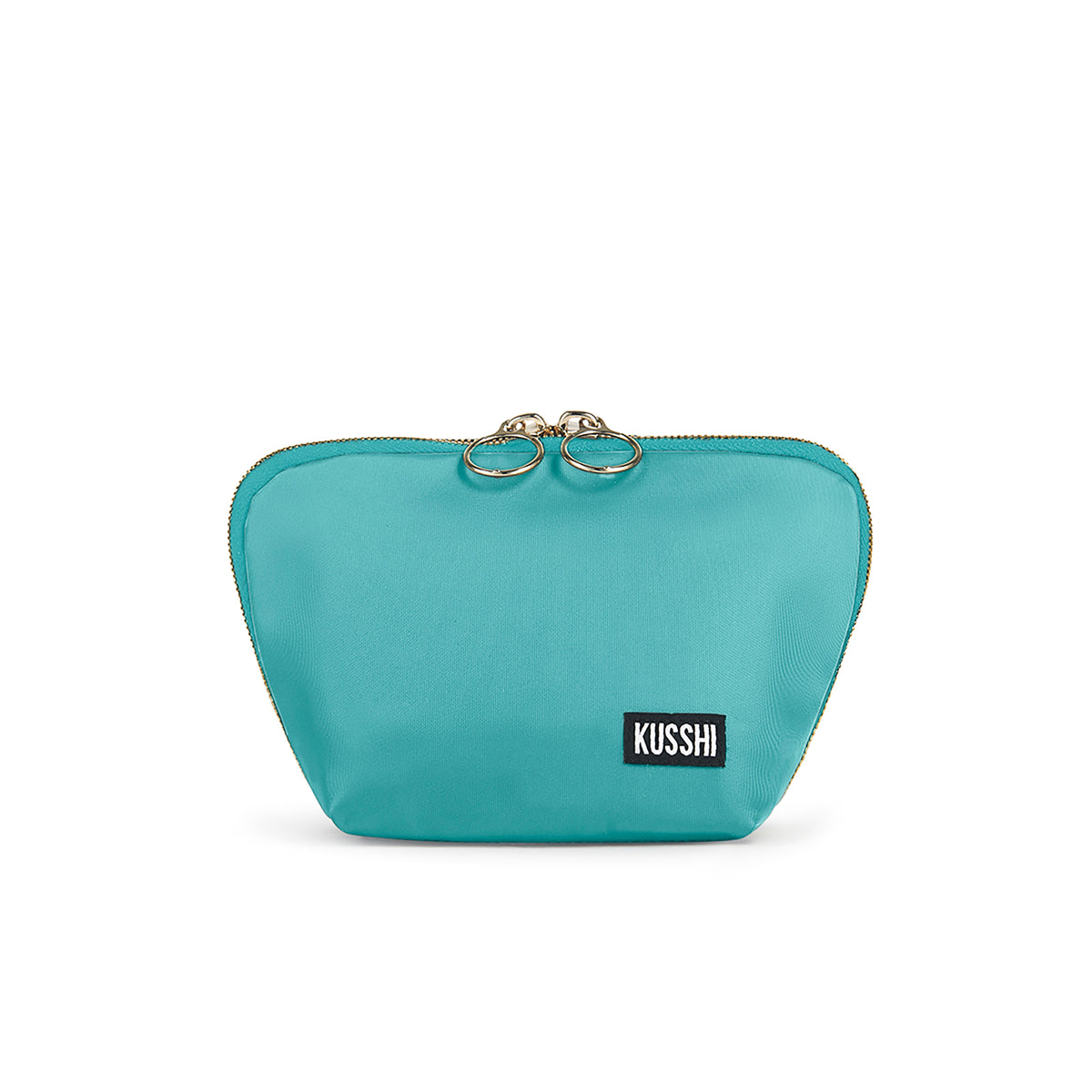 color: Sea Green Fabric with Bright Orange Interior; alt: Everyday Small Size Makeup Bag | KUSSHI