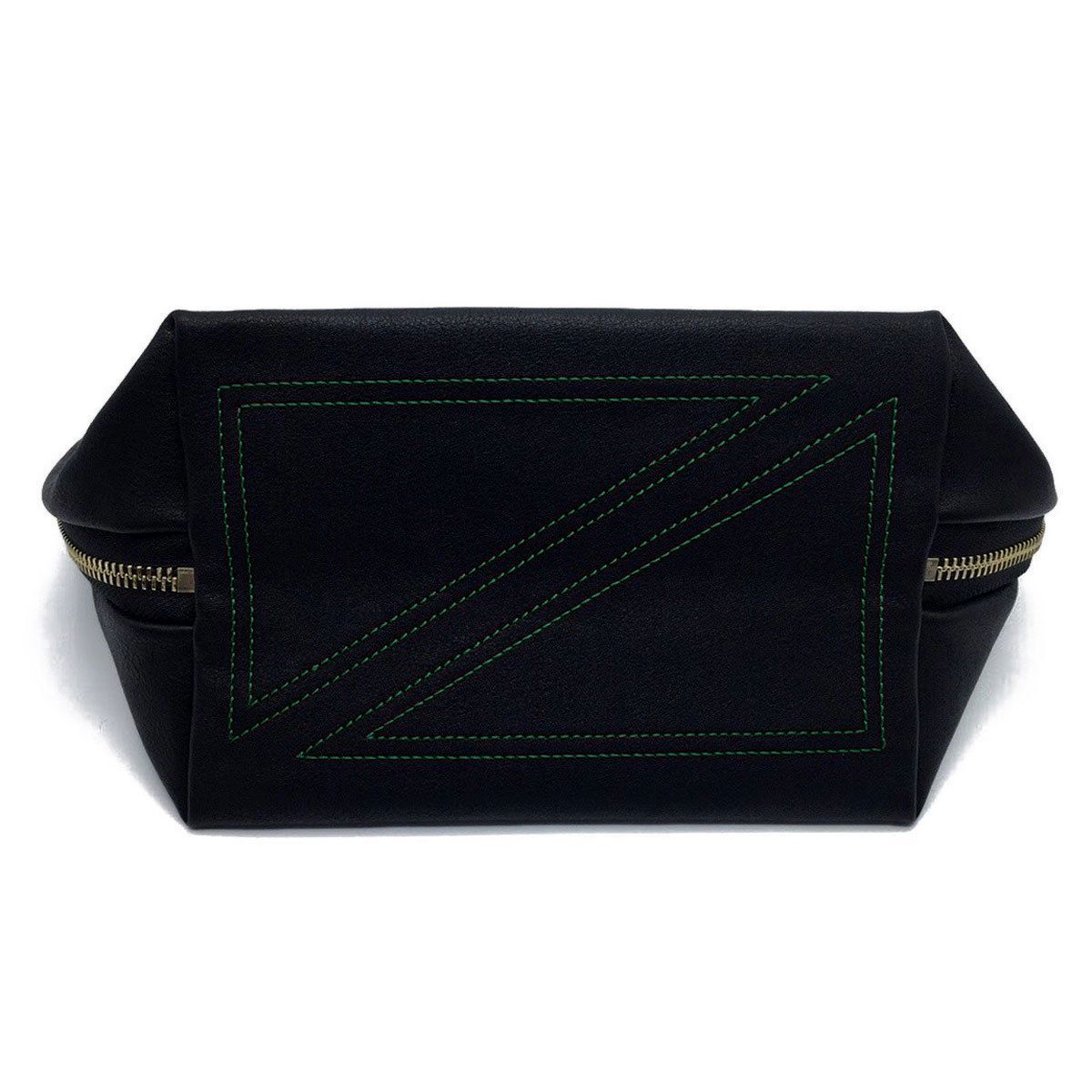 color: Satin Black Fabric with Emerald Green Interior; alt: Signature Medium Size Makeup Bag | KUSSHI