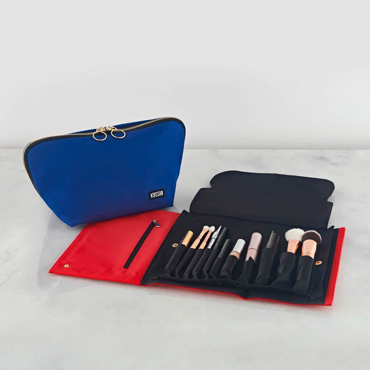 color: Luxurious Black Leather with Red Interior+Candy Apple Red Fabric; alt: Signature Medium Makeup Bag | KUSSHI