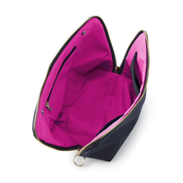 color: Signature+Navy Fabric with Pink Interior;