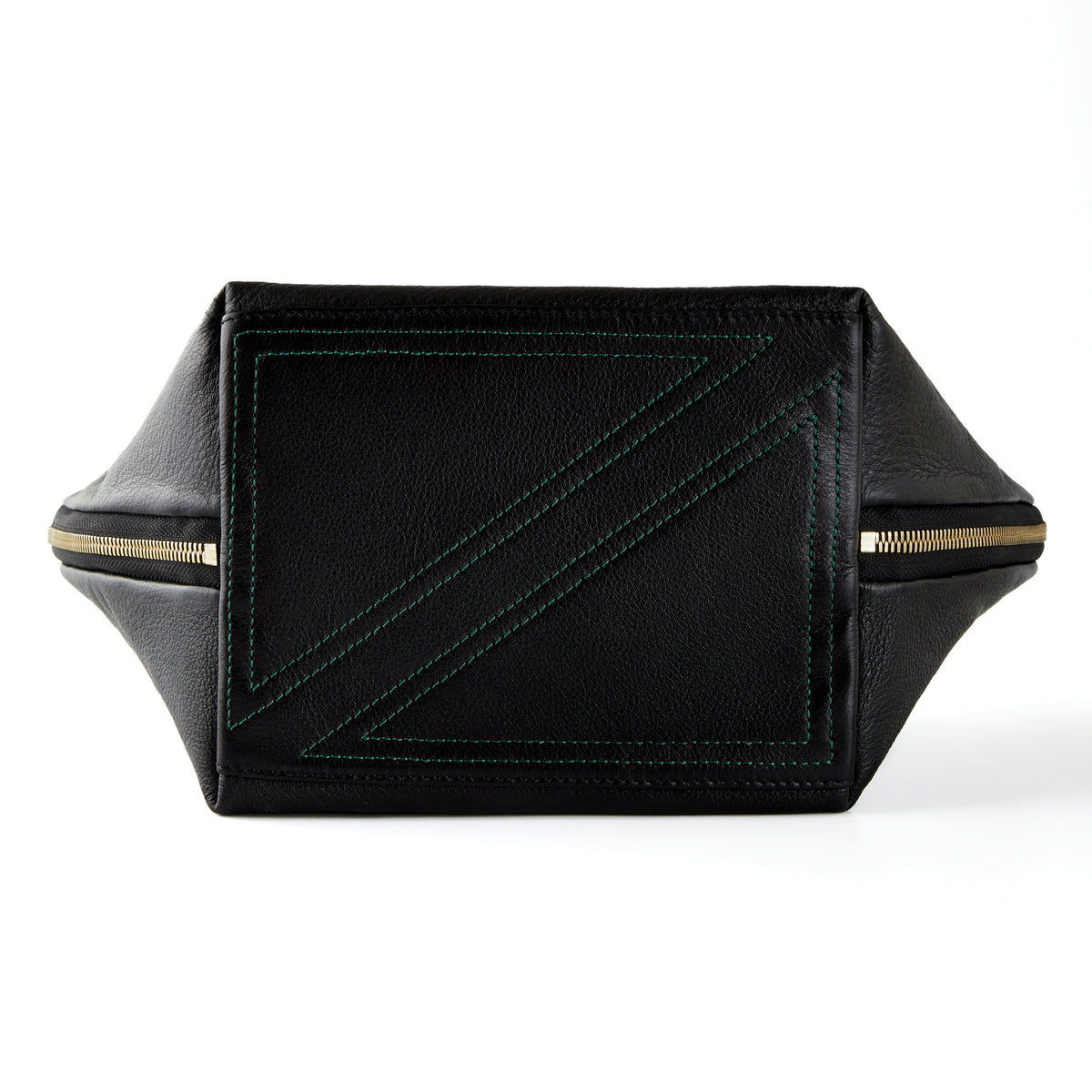 color: Luxurious Black Leather with Emerald Green Interior; alt: Vacationer Large Size Makeup Bag | KUSSHI