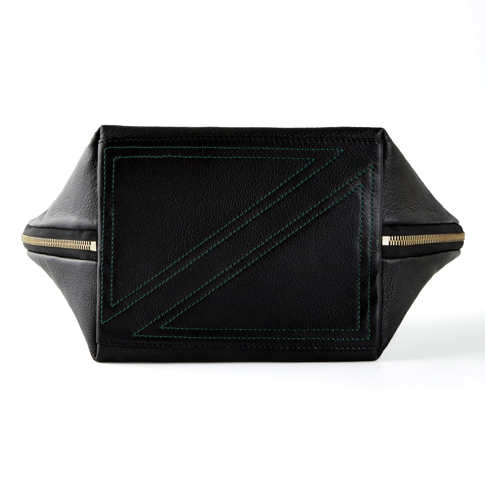 color: Luxurious Black Leather with Emerald Green Interior; alt: Vacationer Large Size Makeup Bag | KUSSHI