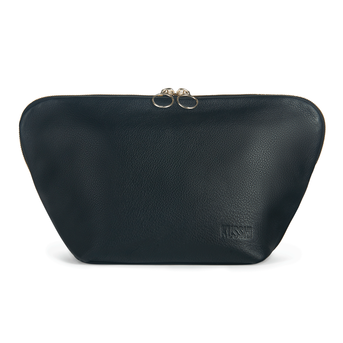 color: Luxurious Black Leather with Cool Grey Interior; alt: Vacationer Large Size Makeup Bag | KUSSHI