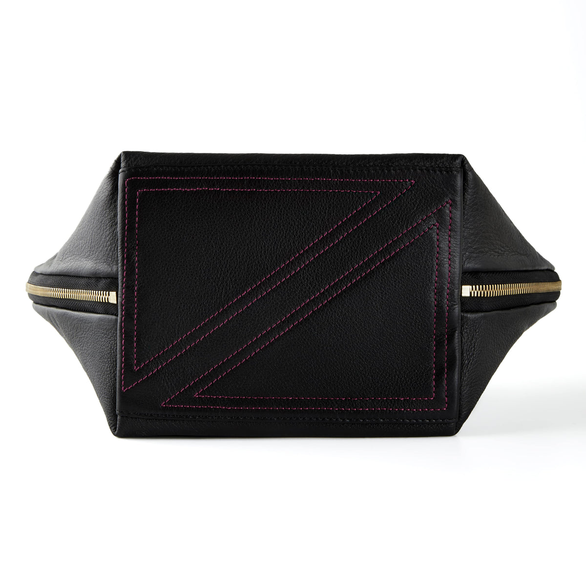 color: Luxurious Black Leather with Pink Interior; alt: Vacationer Large Size Makeup Bag | KUSSHI