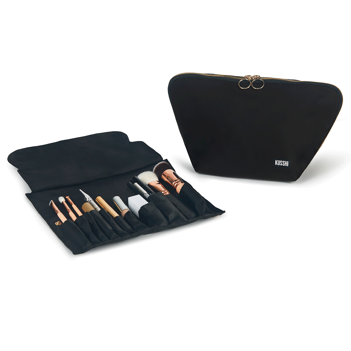 Vacationer Makeup Bag with Makeup Brush Organizer | KUSSHI