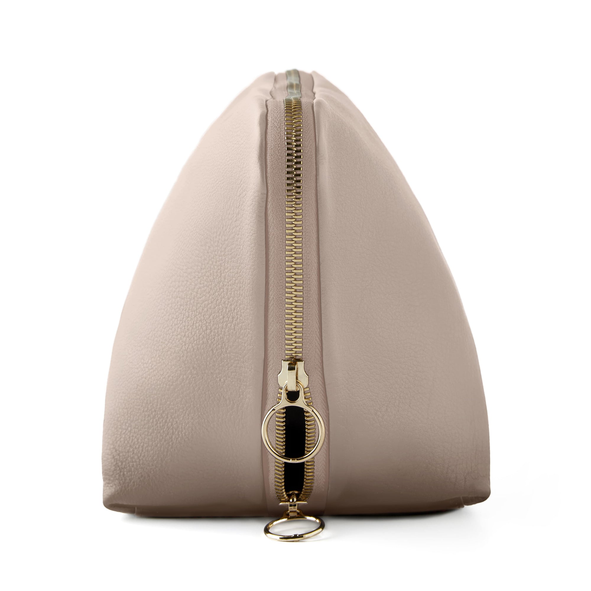 color: Blush Pink Leather with Cool Grey Interior; alt: Vacationer Large Size Makeup Bag | KUSSHI