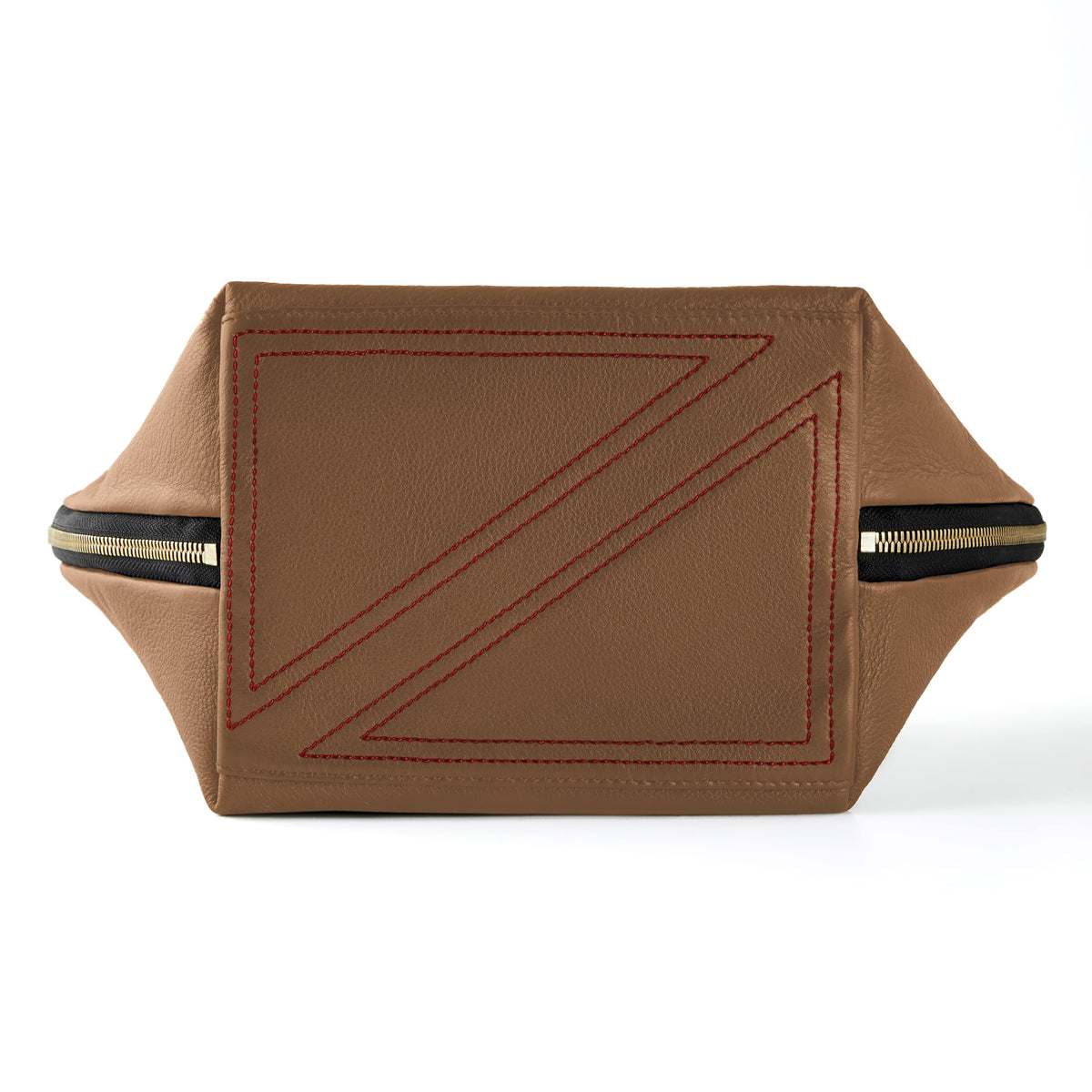 color: Luxurious Camel Leather with Red Interior; alt: Vacationer Large Size Makeup Bag | KUSSHI