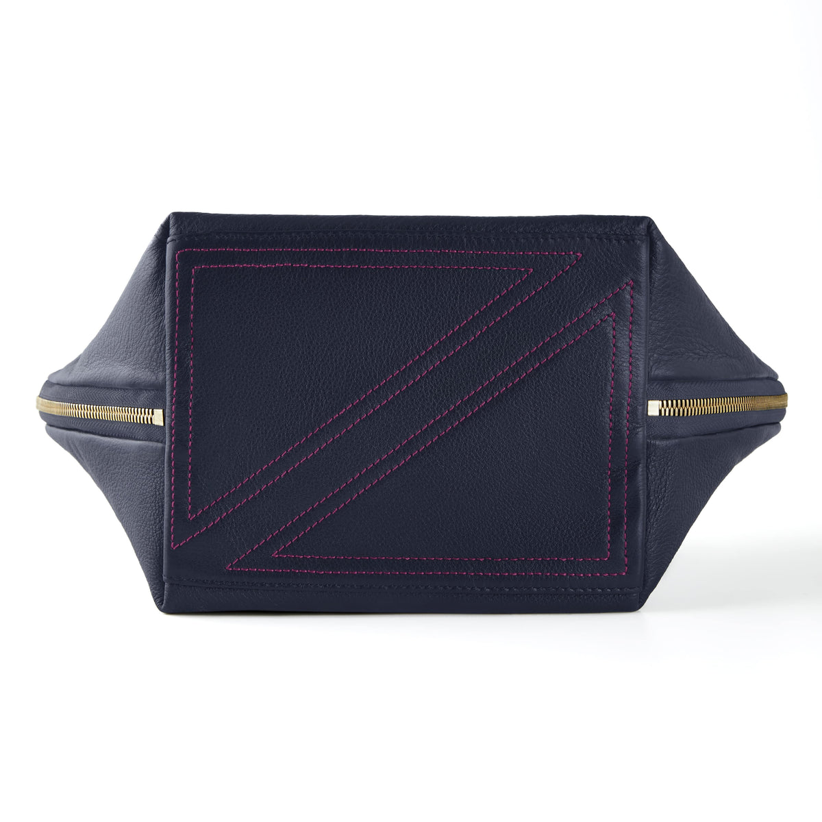 color: Navy Leather with Pink Interior; alt: Vacationer Large Size Makeup Bag | KUSSHI