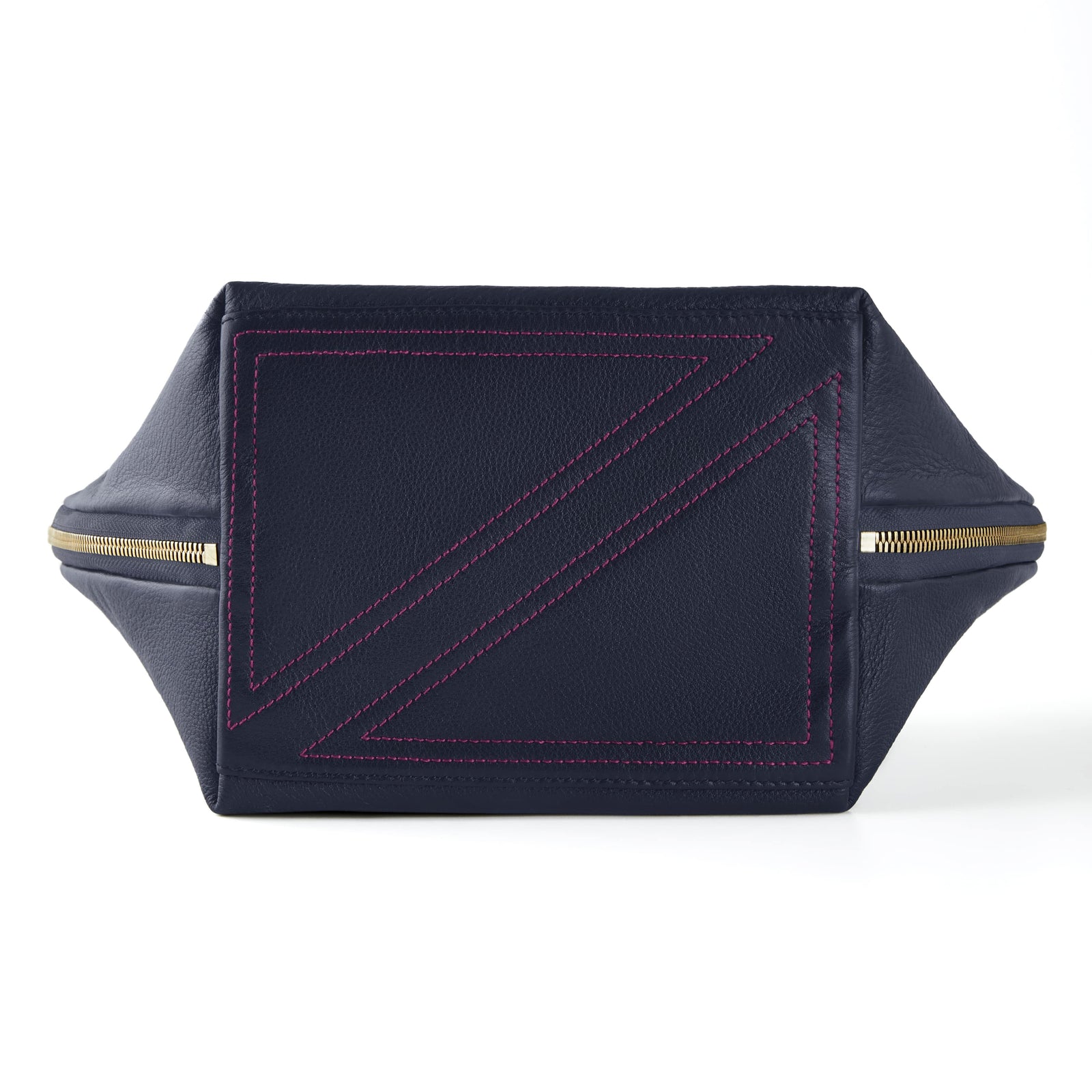 color: Navy Leather with Pink Interior; alt: Vacationer Large Size Makeup Bag | KUSSHI