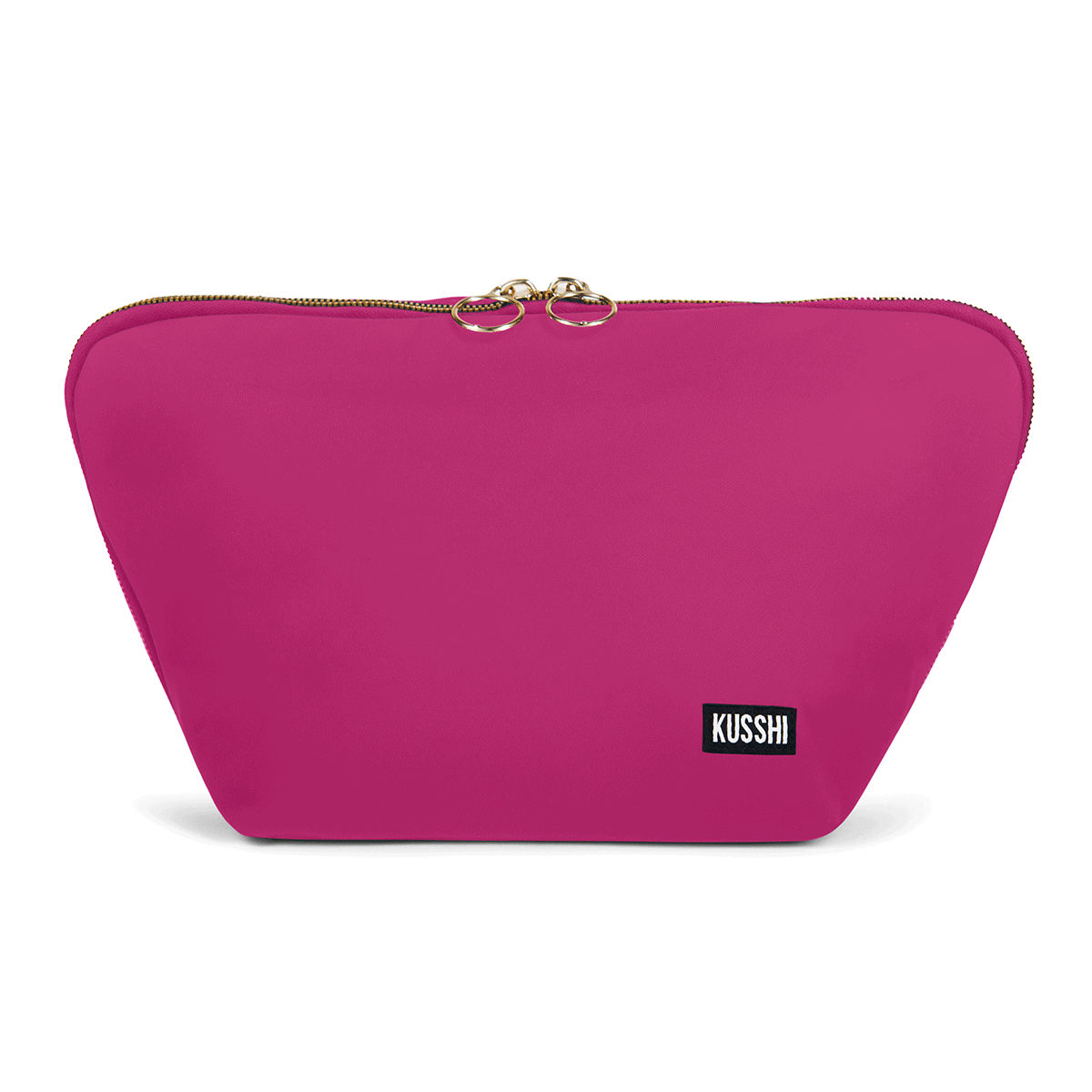 color: Pink Fabric with Teal Interior; alt: Vacationer Large Size Makeup Bag | KUSSHI