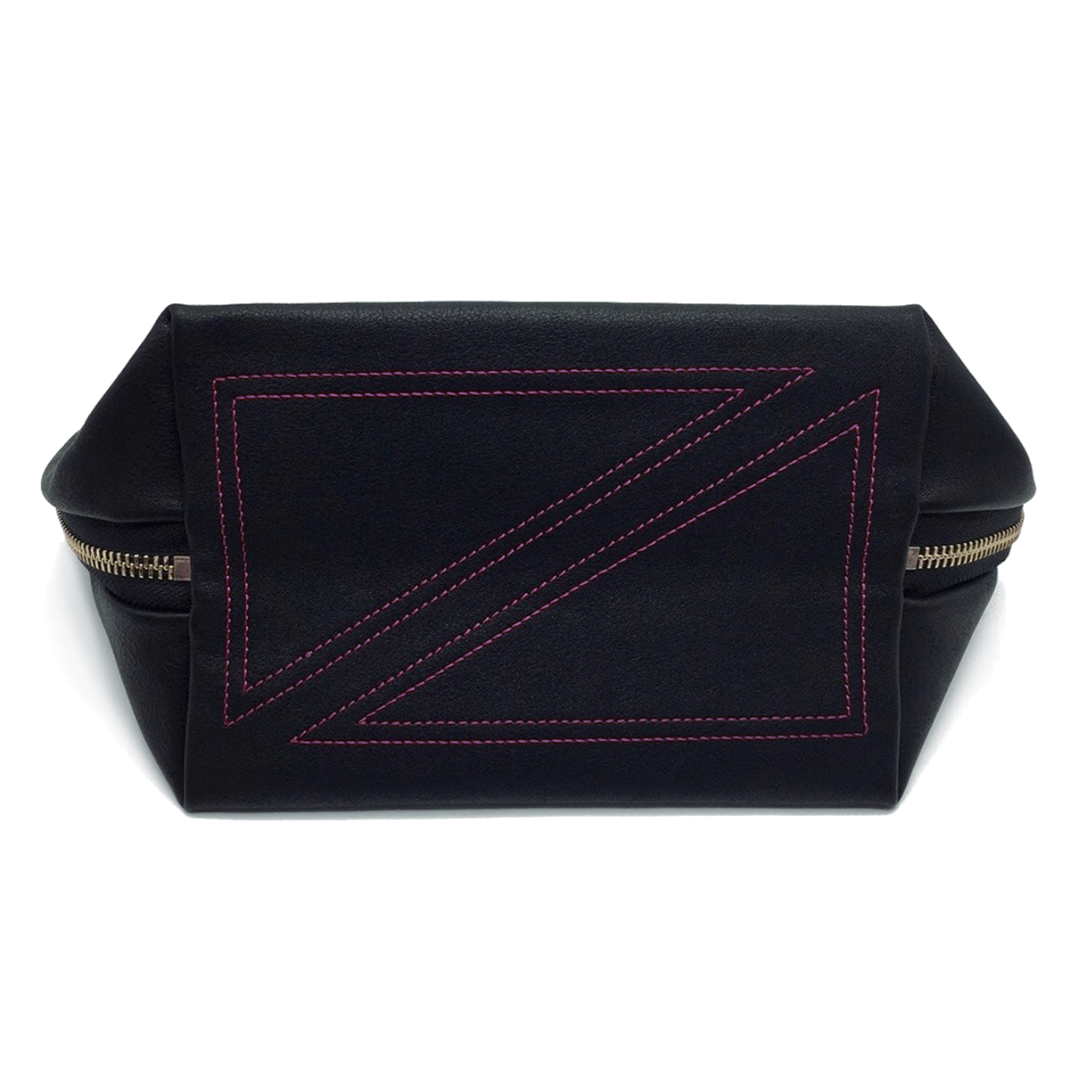 color: Satin Black Fabric with Pink Interior; alt: Signature Medium Size Makeup Bag | KUSSHI