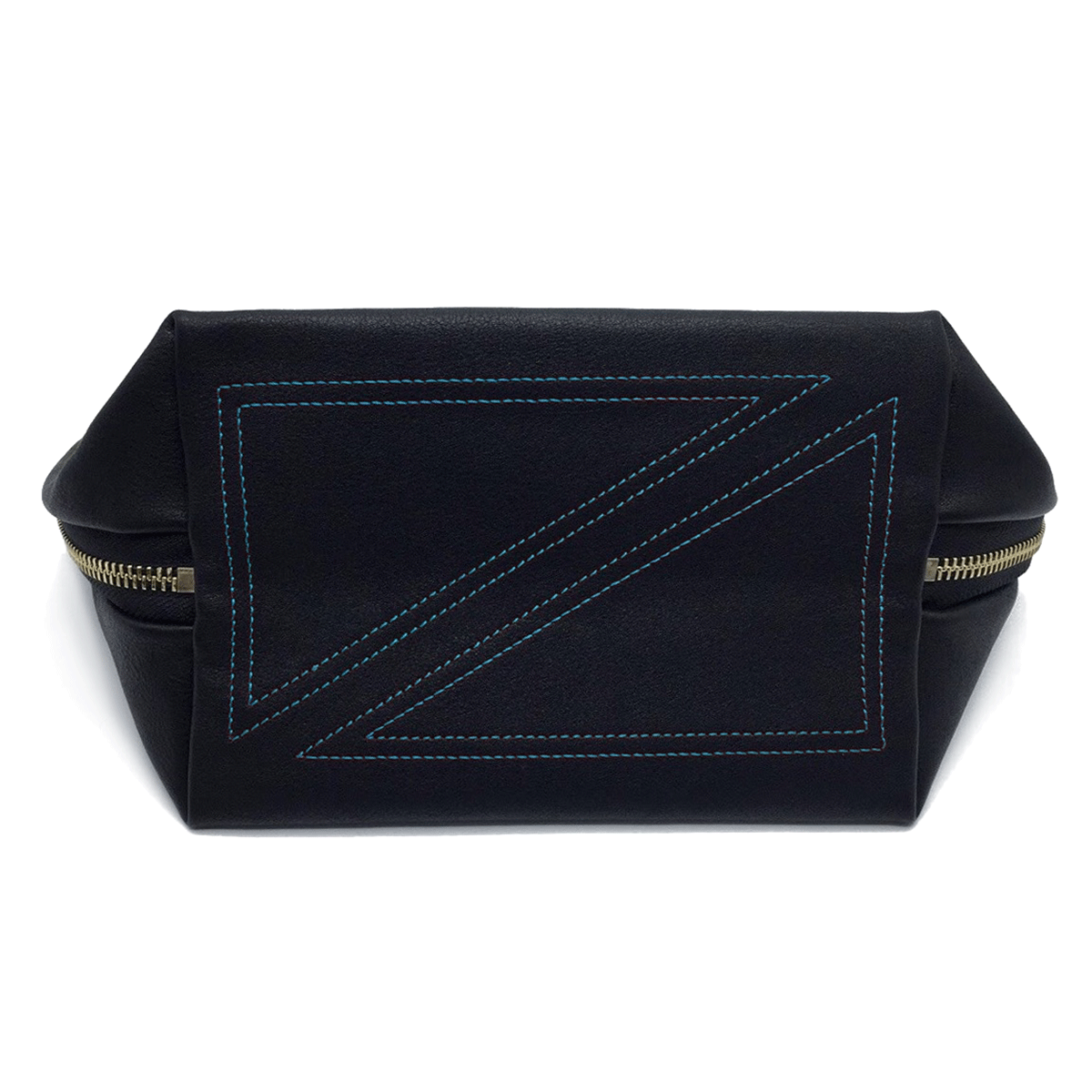 color: Satin Black Fabric with Teal Interior; alt: Signature Medium Size Makeup Bag | KUSSHI