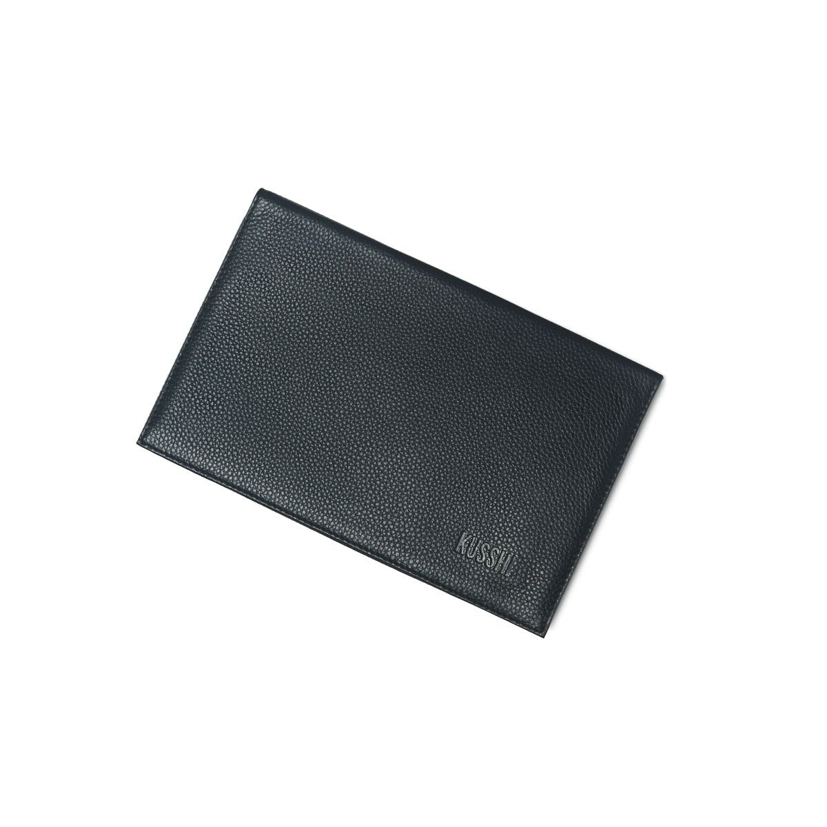 color: Black Leather; alt: Black Leather Clutch Cover | KUSSHI