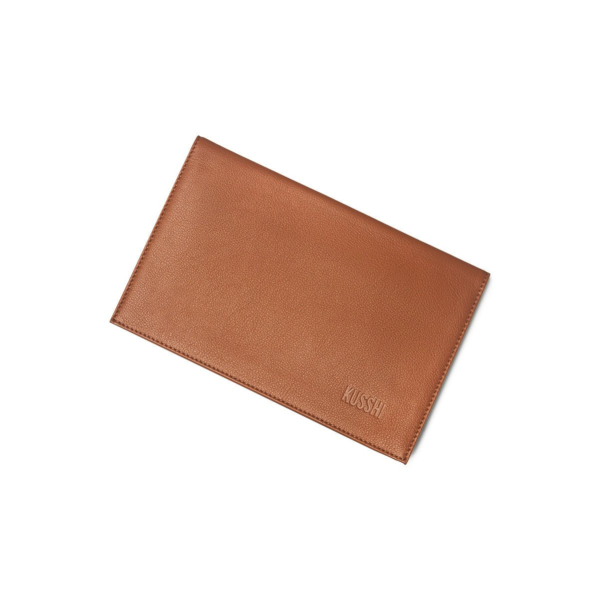 color: Camel Leather; alt: Camel Leather Clutch Cover | KUSSHI