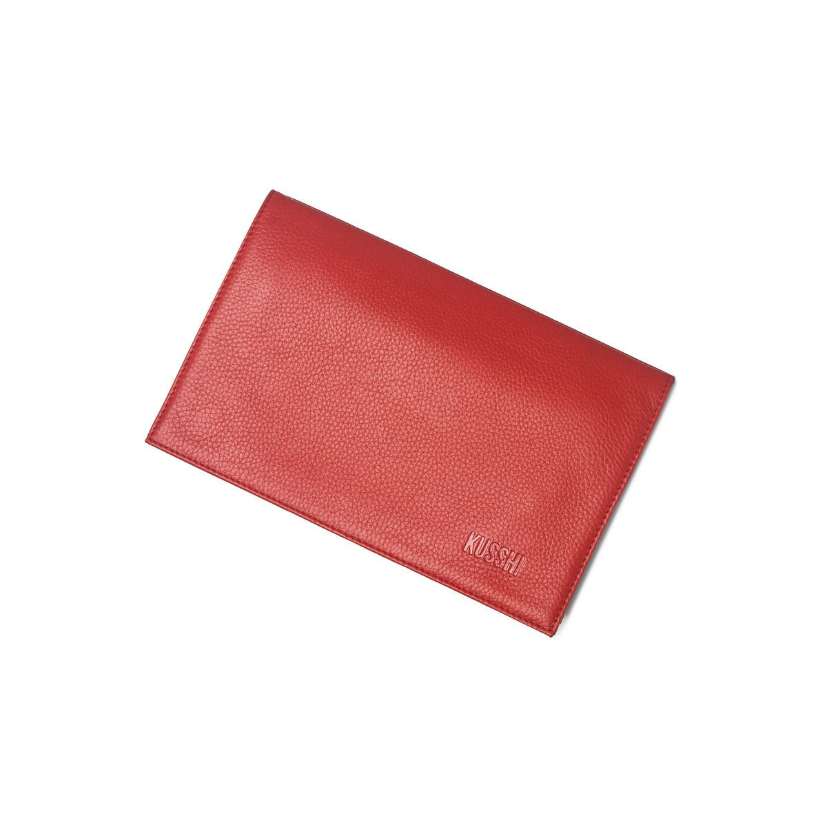 color: Red Leather; alt: Red Leather Clutch Cover | KUSSHI